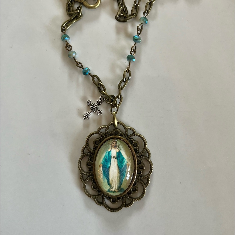 Immaculate Conception of Mary Madonna Virgin Mary Dangle Necklace